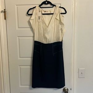 REBECCA TAYLOR | ivory & navy color-block dress
